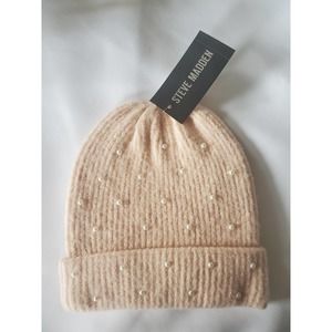 NWT Steve Madden Beanie: Light Pink Studded with Pearls